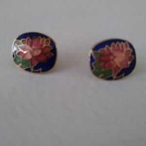 Vintage Cloisonne Pierced Earrings